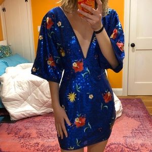 Fashion Nova Blue Sequined mini dress!!